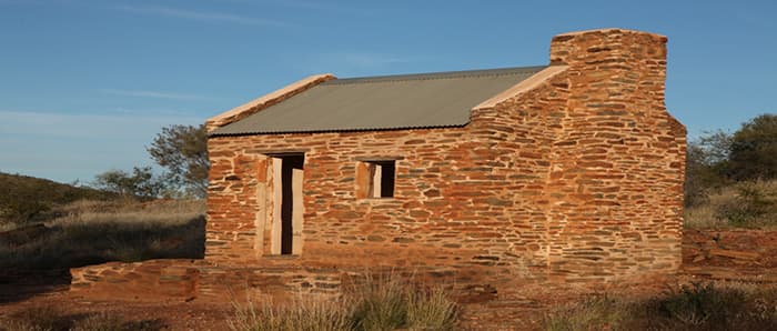 Historic stone homestead ruins at Arltunga, Central Australia
