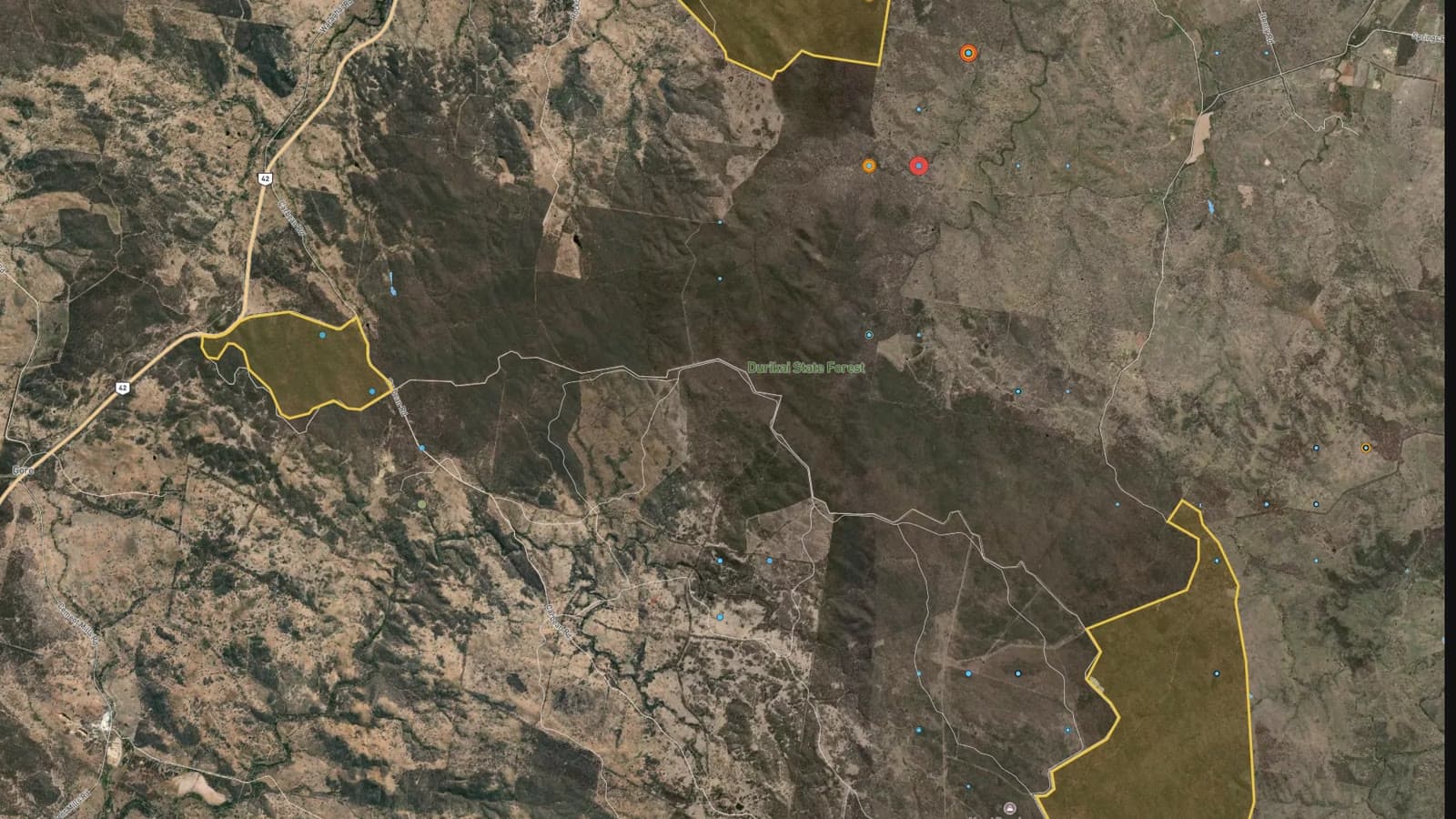 Durikai State Forest fossicking areas on the Dig Here map