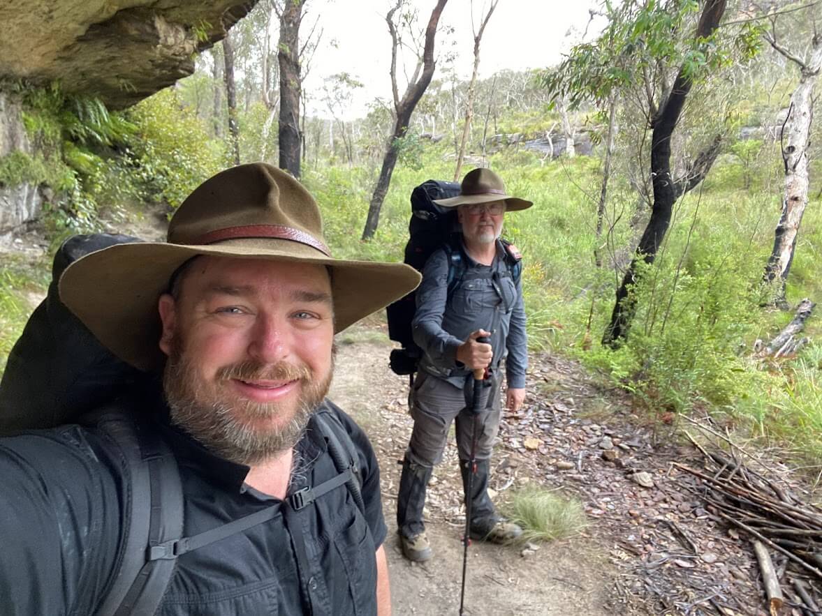 Andrew and James in the Australian bush